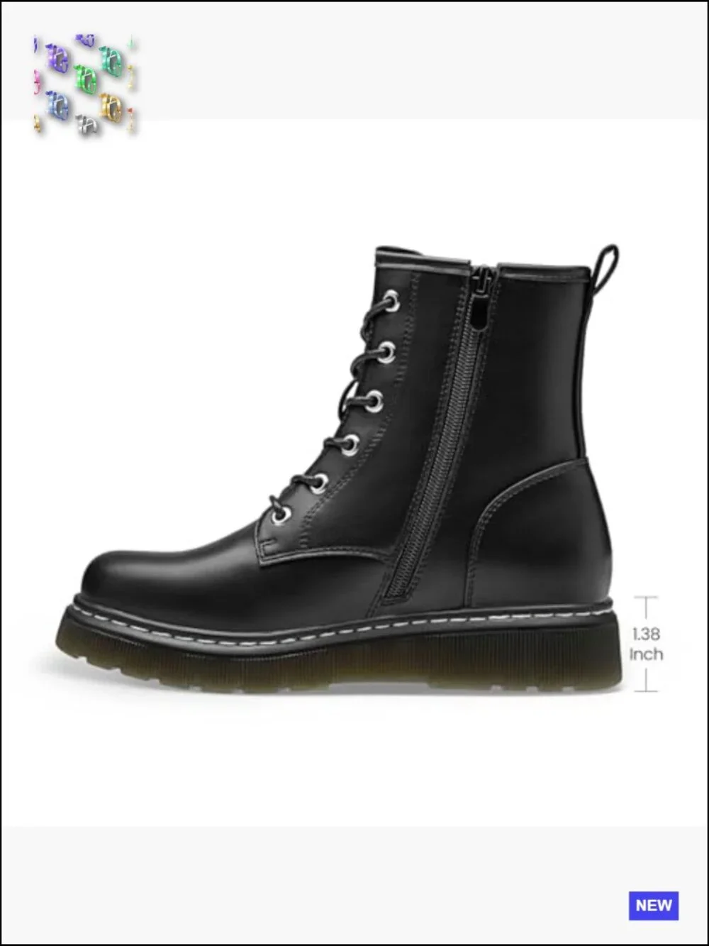 Lace-Up Combat Boots Lug Sole Ankle Booties Side Zipper Womens Flat Platform